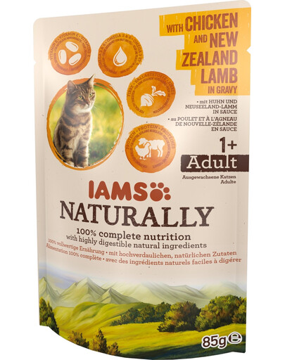 IAMS Naturally mit Huhn und Neuseeland-Lamm in Sauce 85 g