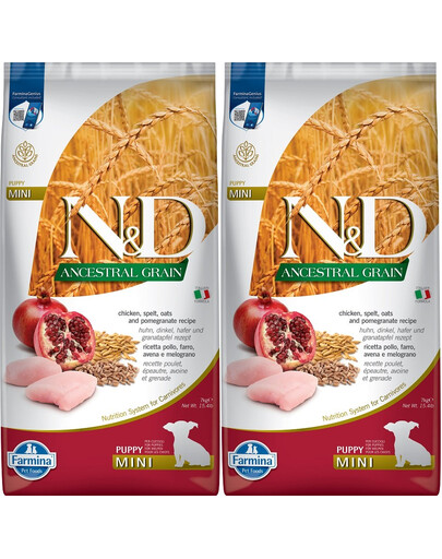 FARMINA N&D Low Grain Chicken & Pomegranate Mini Puppy 2x7 kg