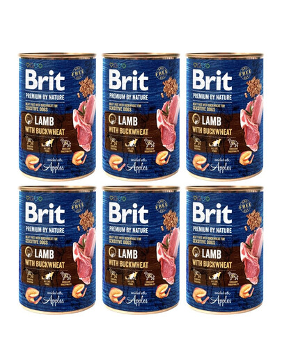BRIT Premium by Nature Lamm und Buchweizen 6x400 g natürliches Hundefutter