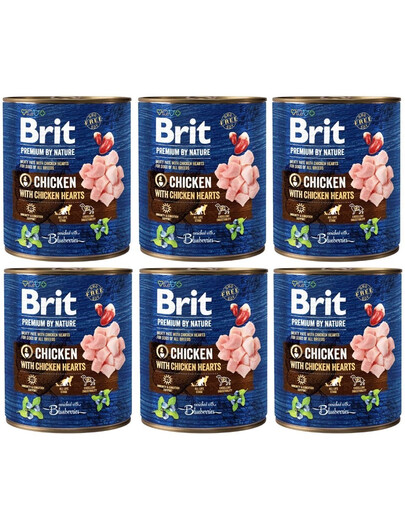 BRIT Premium by Nature chicken, hearts 6x800 g