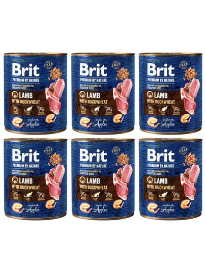 BRIT Premium by Nature 6x800 g Lamm und Buchweizen natürliches Hundefutter