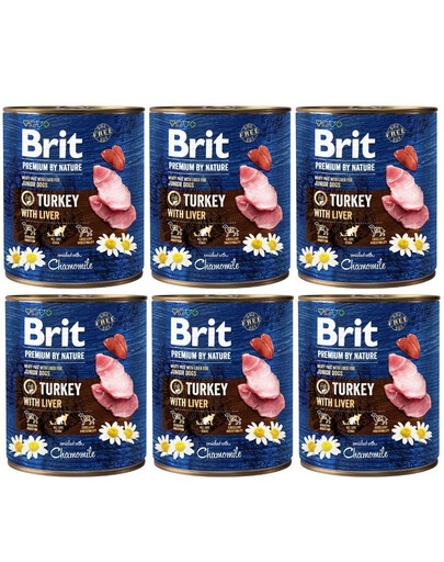 BRIT Premium  6x800 g Natürliches Truthahn- und Leberfutter für Welpen