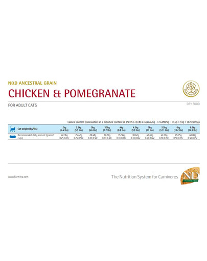 FARMINA N&D Ancestral Adult Cat 10 kg Huhn, Dinkel, Hafer und Granatapfel