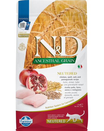 FARMINA N&D Low Ancestral Grain Codfish & Orange Adult Cat 1.5 kg