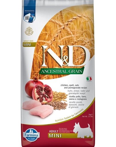FARMINA N&D Low Grain Chicken & Pomegranate Adult Mini Dog 7 kg