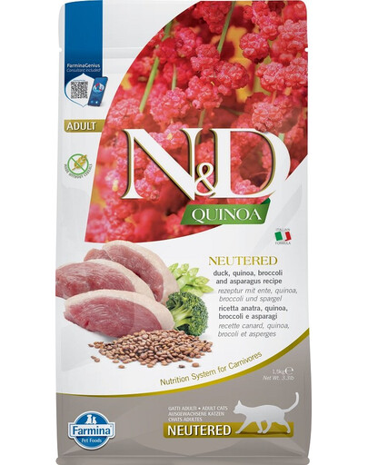 FARMINA N&D Quinoa Duck Broccoli Asparagus Neutered 1.5 kg
