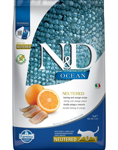 FARMINA N&D Ocean Cat Neutered Adult Herring & Orange 5 kg
