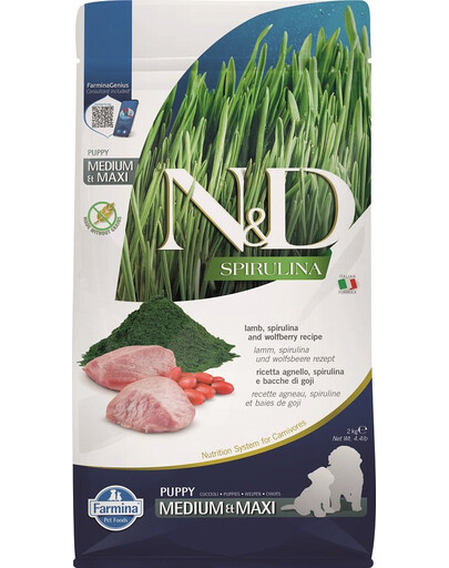 FARMINA N&D Spirulina Puppy Medium&Maxi Lamb & Wolfberry 2 kg
