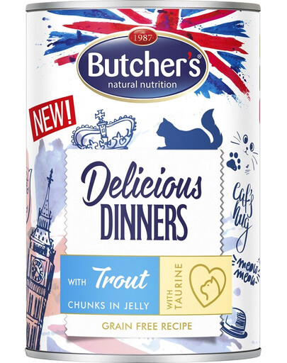 BUTCHER'S Delicious Dinners Katzenfutter, Stücke mit Forelle in Gelee 400g