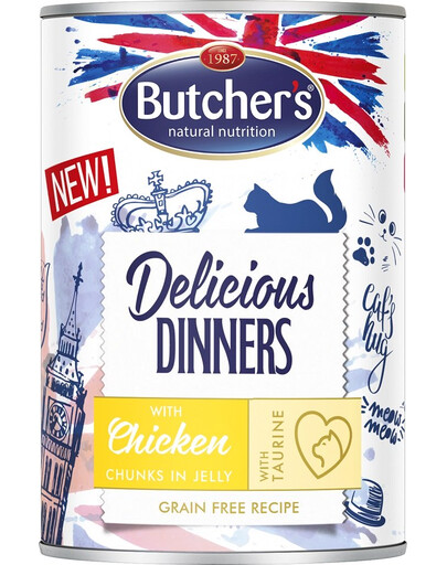 BUTCHER'S Delicious Dinners Katzenfutter, Hühnerstücke in Gelee 400g