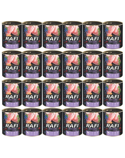 RAFI Kaninchen, Heidelbeeren und Preiselbeeren Hundefutter 24 x 400g