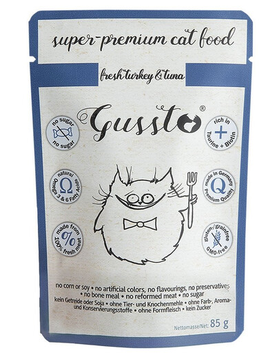 GUSSTO Cat Fresh Turkey&Tuna FRISCHES TRUTHAHN UND THUNFISCH 85 g