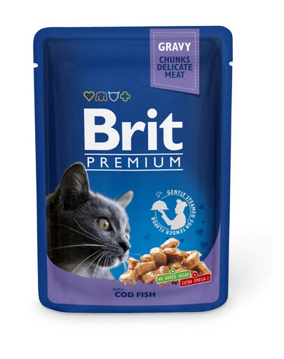 BRIT Premium Cat Adult Cod Fish Nassfutter mit Kabeljau in Soße 24 x 100g