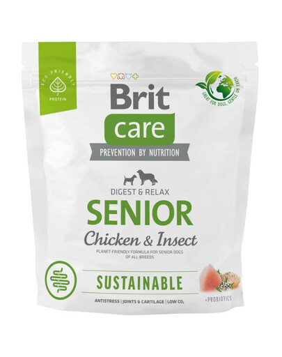 BRIT CARE Sustainable Senior chicken insekt für ältere Hunde mit Huhn und Insekten 1 kg