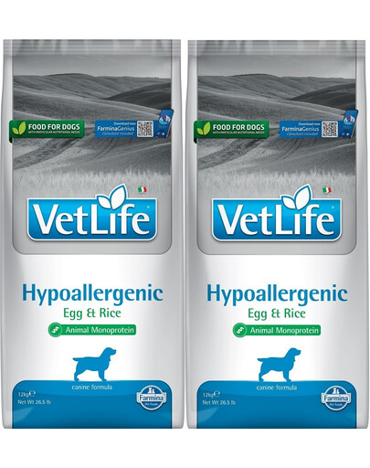 FARMINA Vet Life Hypoallergenic Egg & Rice Hund 12 kg x 2