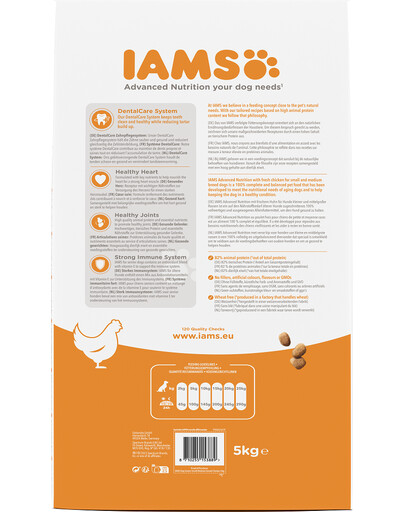 IAMS for Vitality Senior für ältere Hunde kleiner und mittelgroßer Rassen mit frischem Huhn 5 kg