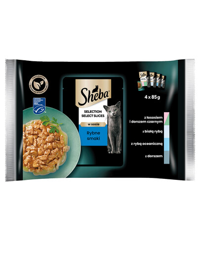 SHEBA Selection in Sauce, Gemischte Fischaromen in Sauce 4 x 85 g