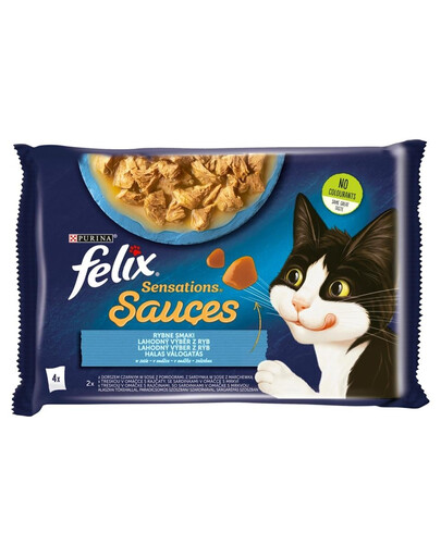 FELIX Sensations Saucen Geschmacksvielfalt aus dem Wasser (Sardine & Karotte, Seelachs & Tomate) 4x85g