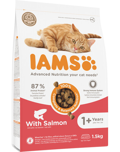 IAMS Cat Adult All Breeds Salmon mit Lachs und Huhn 1,5 kg