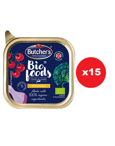BUTCHER'S BIO foods Hühnerpastete für Hunde 15x150 g