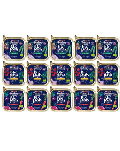 BUTCHER'S BIO foods Mix: Putenpastete, Rindpastete, Hühnerpastete 15x150 g