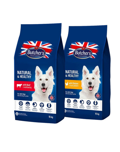 BUTCHER'S Natural&Healthy Mix: Hundetrockenfutter mit Huhn und Rind  2 x 15 kg