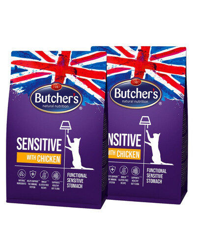 BUTCHER'S Functional Cat Sensitive für sensible Katzen mit Huhn 2x800 g