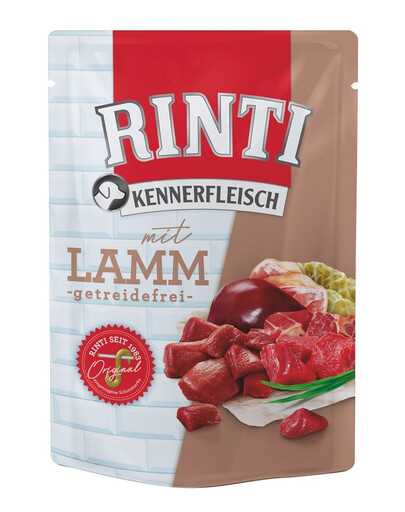 RINTI Kennerfleisch Mix Geschmacks Rind Lamm Beutel für Hunde 12x400 g