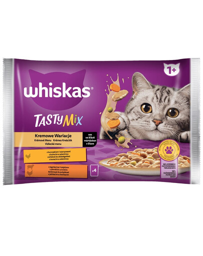 WHISKAS Tasty Mix Cremige Variationen mit Huhn, Lamm und Pute in Sauce 4x85g