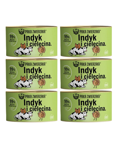 PAKA ZWIERZAKA Truthahn mit Kalbfleisch Nassfutter für Katzen 6 x 200 g