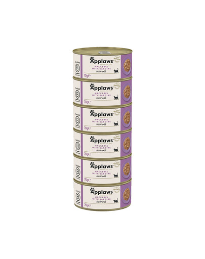 APPLAWS Cat Adult Mackerel with Sardine in Broth Makrele und Sardine in Brühe 6x70 g