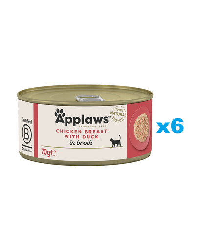 APPLAWS Cat Adult Chicken Breast with Duck in Broth Hähnchenbrust mit Ente in Brühe 6x70g
