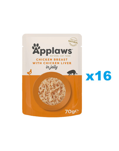 APPLAWS Cat Adult Pouch Huhn und Leber in Gelee 16x 70 g