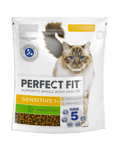 PERFECT FIT (Sensitive 1+) 750 g Reich an Truthahn – Trockenfutter für Katzen mit empfindlichem Verdauungssystem