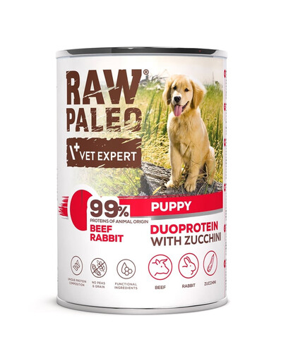 RAW PALEO Beef Rabbit Puppy 400g karma mokra wołowina z królikiem dla szczeniąt