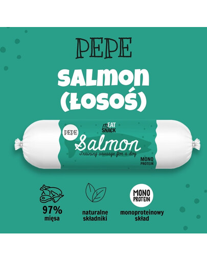 PAKA ZWIERZAKA PEPE Meat Snack Lachswurst für Hunde 200g
