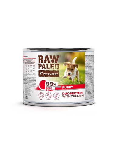 RAW PALEO Beef Rabbit Puppy 200g karma mokra wołowina z królikiem dla szczeniąt