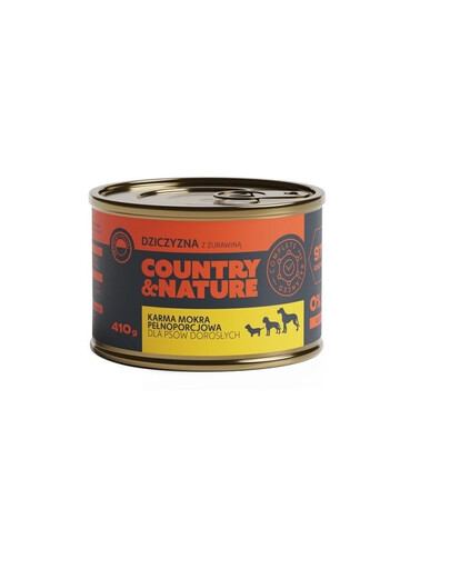 COUNTRY&NATURE Getreidefreies Nassfutter mit Wild und Preiselbeeren 410g