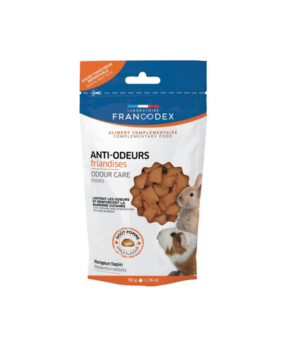 FRANCODEX Geruchshemmende Leckerbissen für Fell, Urin und Verdauung, für Nager 50 g