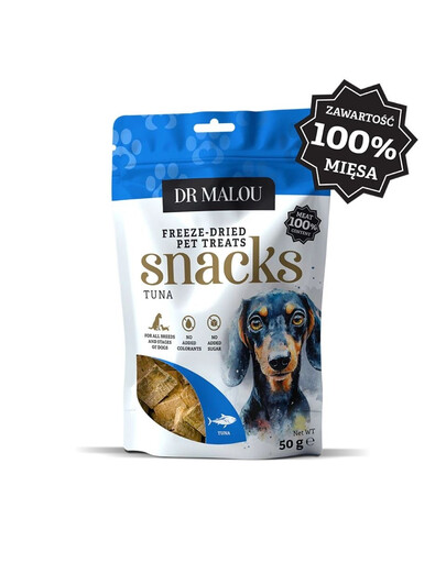 DR MALOU Vleesblokjes 100% Gevriesdroogde Tonijn 50g Snacks voor Honden