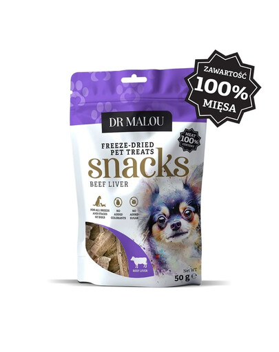 DR MALOU 100% Gevriesdroogde Runderlever 50g Snacks voor Honden