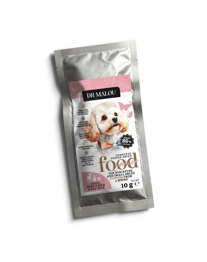 DR MALOU Puppies Gevriesdroogd Voer Eend met Geitenmelk en Eigeel 10g Droogvoer voor Puppy’s