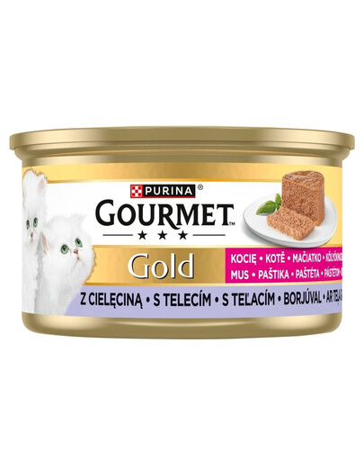 GOURMET Gold Kitten Mousse met Kalfsvlees 85g Natvoer voor Kittens