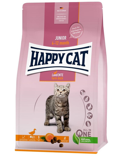 HAPPY CAT Junior Farm Duck Eend 4 kg Graanvrij Droogvoer voor Kittens