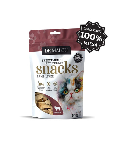 DR MALOU 100% Gevriesdroogde Lamslever 50g Snacks voor Katten
