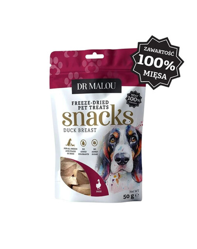 DR MALOU Vleesblokjes 100% Gevriesdroogde Eendenborst 50g Snacks voor Honden