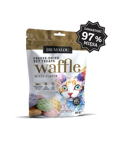 DR MALOU Wafel Gevriesdroogd Kippenvlees Mix Smaken voor katten 60g