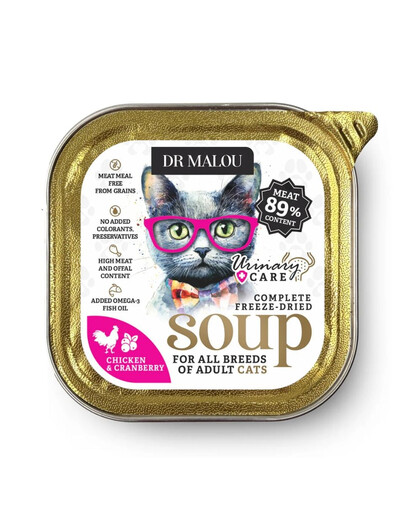 DR MALOU Gevriesdroogde Soep Kip met Cranberry Urinair 12g natvoer voor katten