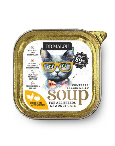 DR MALOU Gevriesdroogde Soep Kip met Pompoen 12g natvoer voor katten