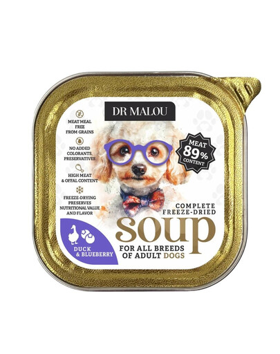 DR MALOU Gevriesdroogde Soep Eend met Bosbes 12g natvoer voor honden
